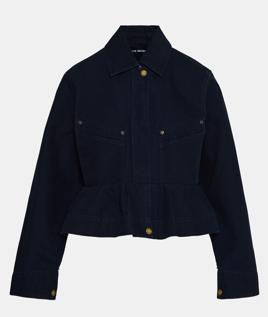 Sloane Peplum Jacket in Blue by Steve Madden