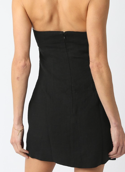 Strapless Linen Mini Dress in Black or White