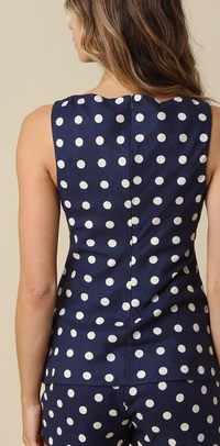 Navy Polka Dot Top