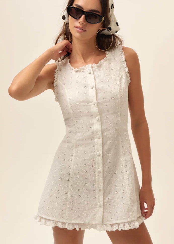 Susie Eyelet Mini Dress by For Love and Lemons