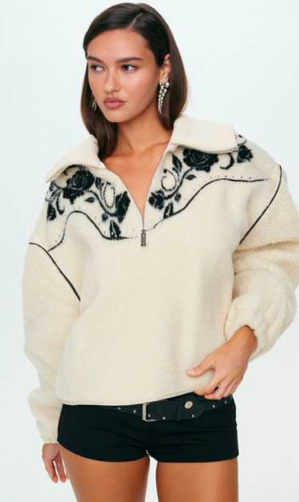 Western Floral Sherpa Sweater by For Love and Lemons