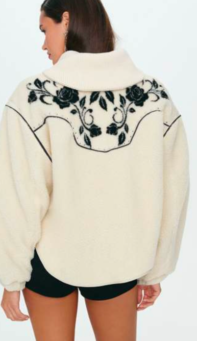 Western Floral Sherpa Sweater by For Love and Lemons