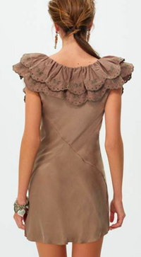 Luna Eyelet Brown Satin Mini Dress by For Love and Lemons