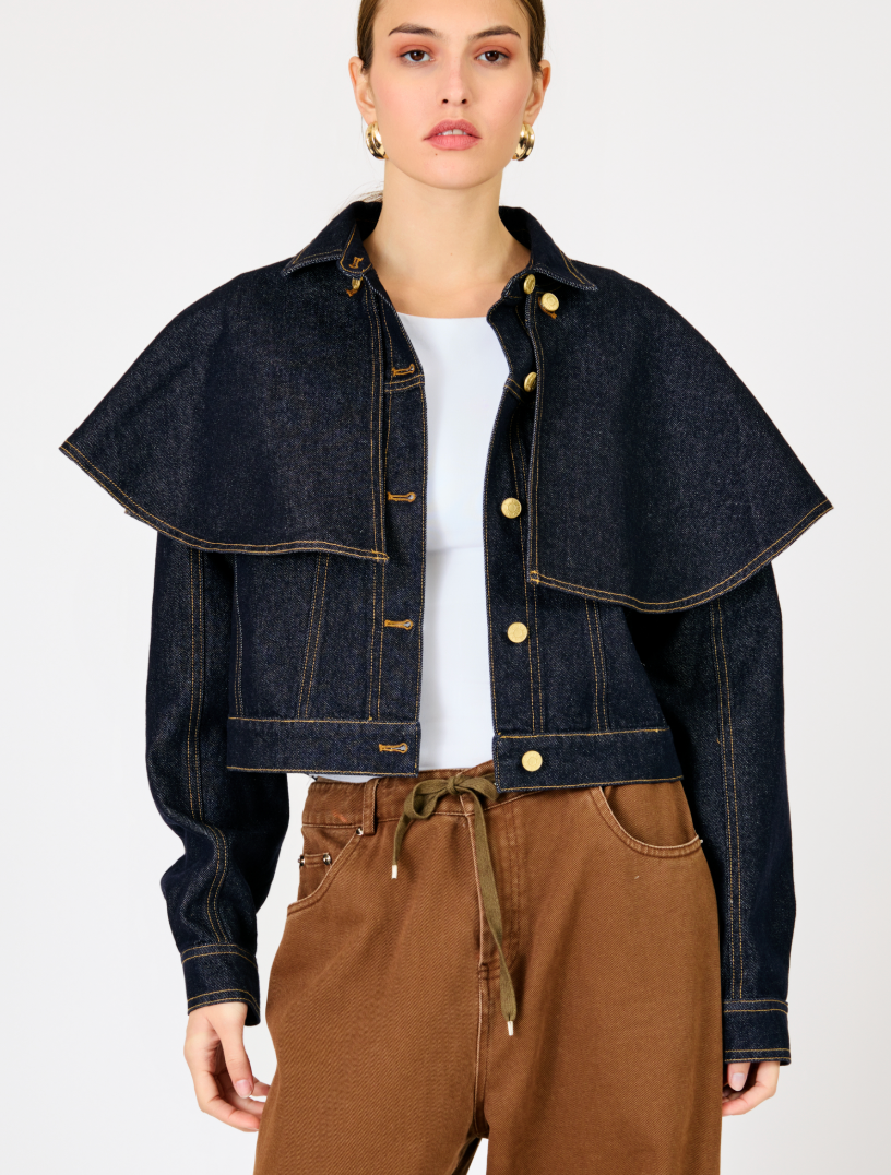 Roxie Cape Denim Jacket by Line and Dot