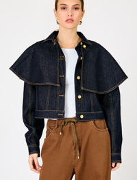Roxie Cape Denim Jacket by Line and Dot