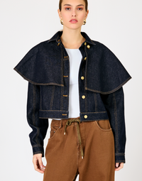 Roxie Cape Denim Jacket by Line and Dot