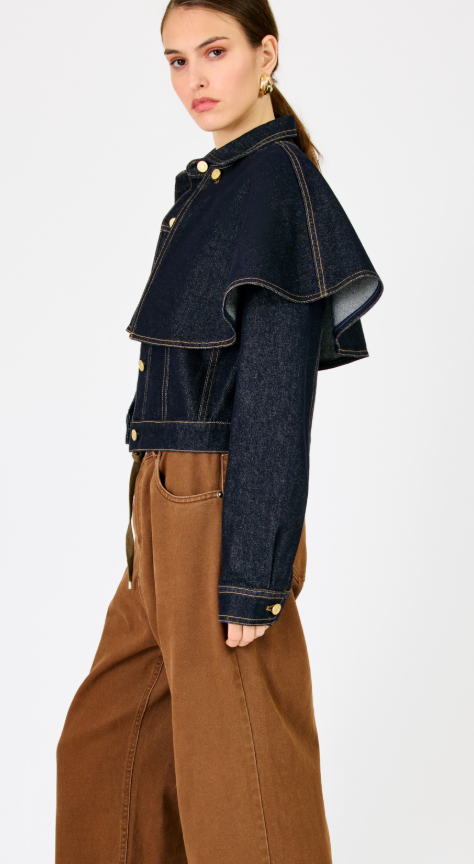 Roxie Cape Denim Jacket by Line and Dot