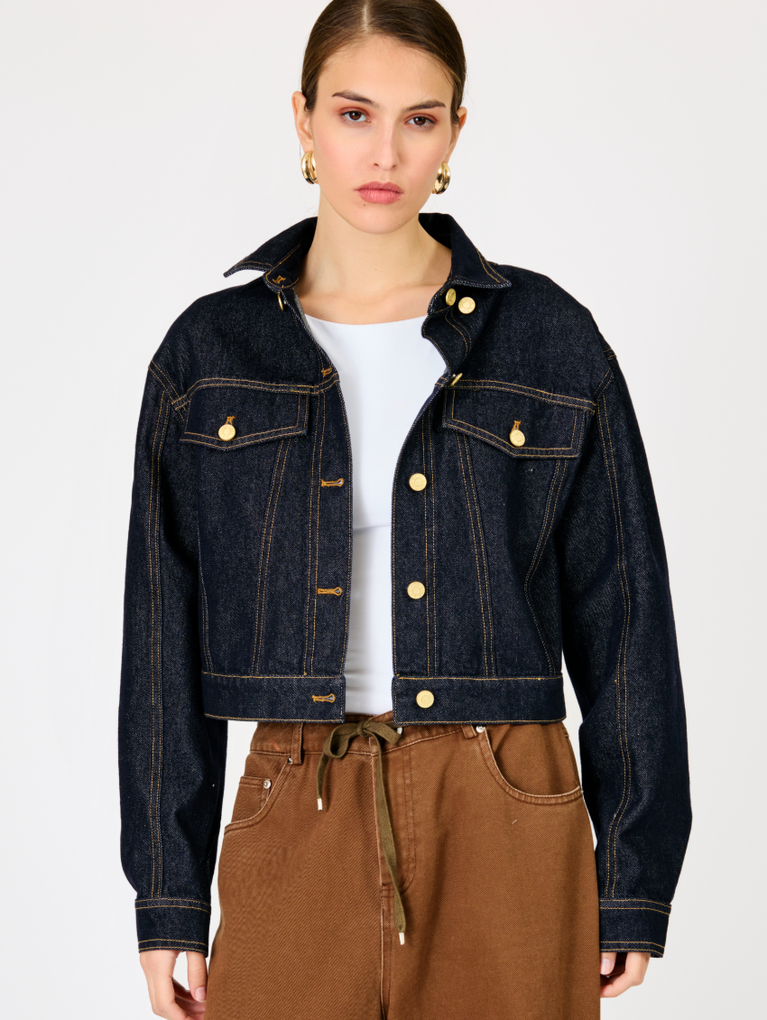 Roxie Cape Denim Jacket by Line and Dot