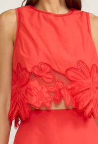Red Eyelet Top by Lucy Paris
