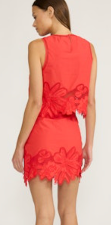 Red Eyelet Top by Lucy Paris