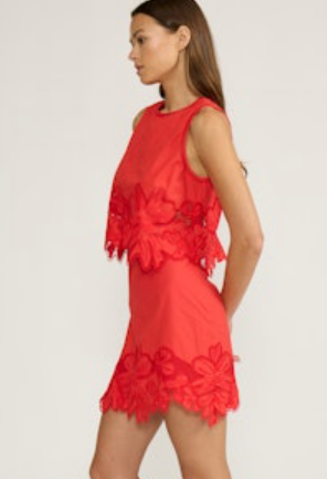 Red Eyelet Top by Lucy Paris