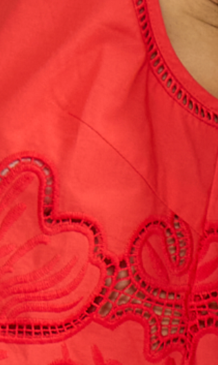 Red Eyelet Top by Lucy Paris