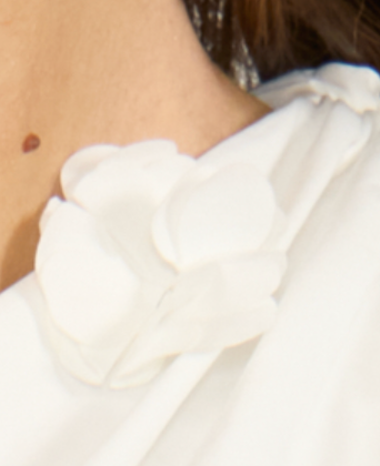 White One Shoulder Flower Embellished Top by Lucy Paris
