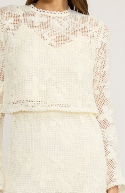 Long Sleeve Crochet Top by Lucy Paris