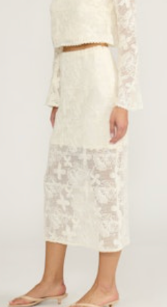 Crochet Lace Midi Skirt by Lucy Paris