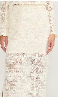 Crochet Lace Midi Skirt by Lucy Paris