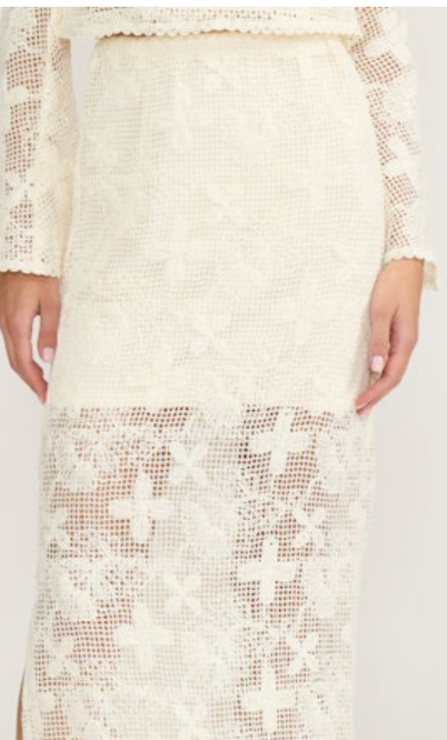 Crochet Lace Midi Skirt by Lucy Paris