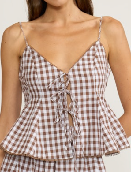 Holly Plaid Tie Top by Lucy Paris