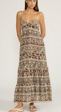 Brown Patterned Maxi Dress by Lucy Paris