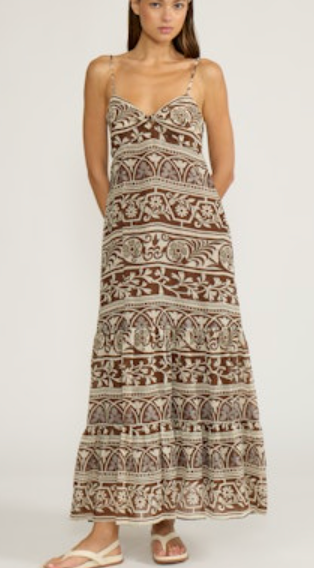 Brown Patterned Maxi Dress by Lucy Paris