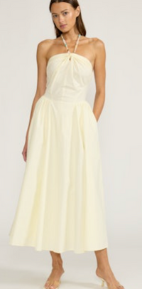 Yellow Beaded Halter Maxi Dress by Lucy Paris
