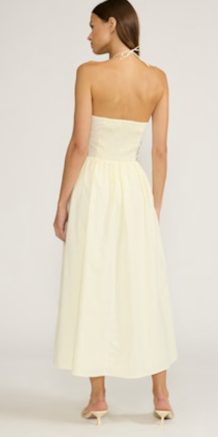 Yellow Beaded Halter Maxi Dress by Lucy Paris