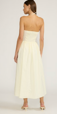 Yellow Beaded Halter Maxi Dress by Lucy Paris