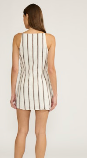 Brown Striped Mini Dress by Lucy Paris