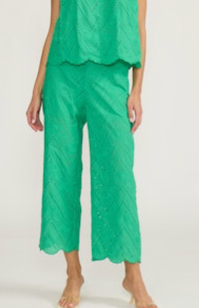 Green Eyelet Pant by Lucy Paris