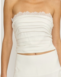 Ruched Lace Strapless Top by Lucy Paris