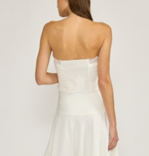 Ruched Lace Strapless Top by Lucy Paris