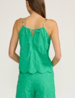 Green Eyelet Top by Lucy Paris