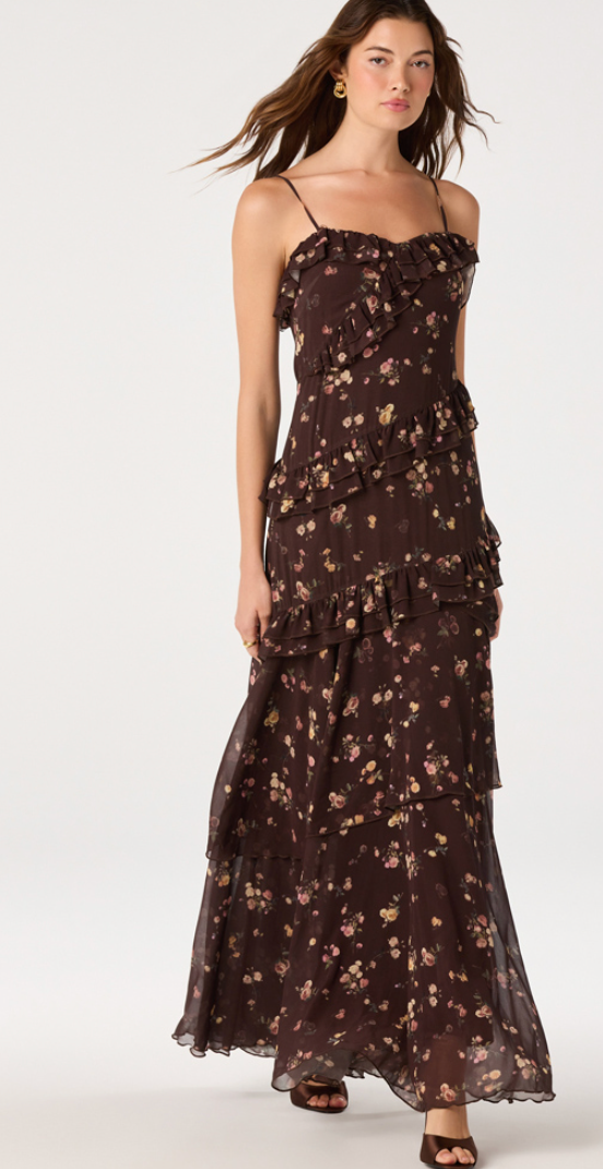 Brown Floral Maxi Dress by ASTR the Label