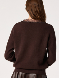Jadyn Brown Lace Trim Sweater by ASTR