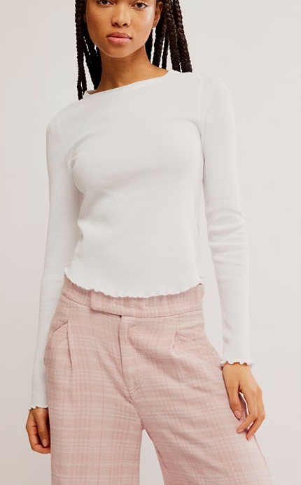 Easy Does It Long Sleeve Top in White by Free People