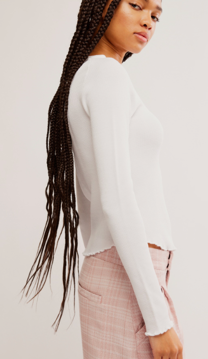 Easy Does It Long Sleeve Top in White by Free People