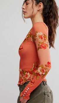 Lily Printed Long Sleeve Top by Free People