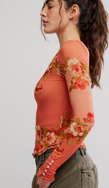 Lily Printed Long Sleeve Top by Free People