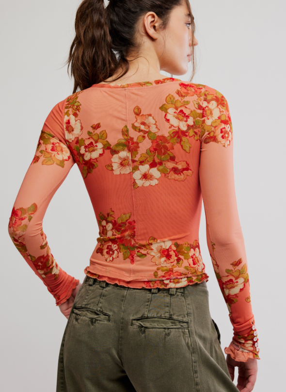 Lily Printed Long Sleeve Top by Free People
