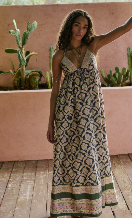 Sorrento Stroll Printed Navy Maxi Dress by Free People