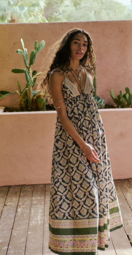 Sorrento Stroll Printed Navy Maxi Dress by Free People