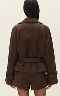 Faux Suede Trench Coat by Elodie