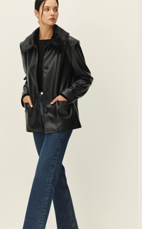 Vegan Leather Jacket with Faux Fur Collar by Elodie