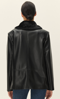 Vegan Leather Jacket with Faux Fur Collar by Elodie