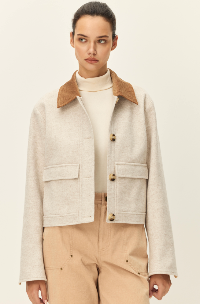 Corduroy Collar Barn Jacket by Elodie