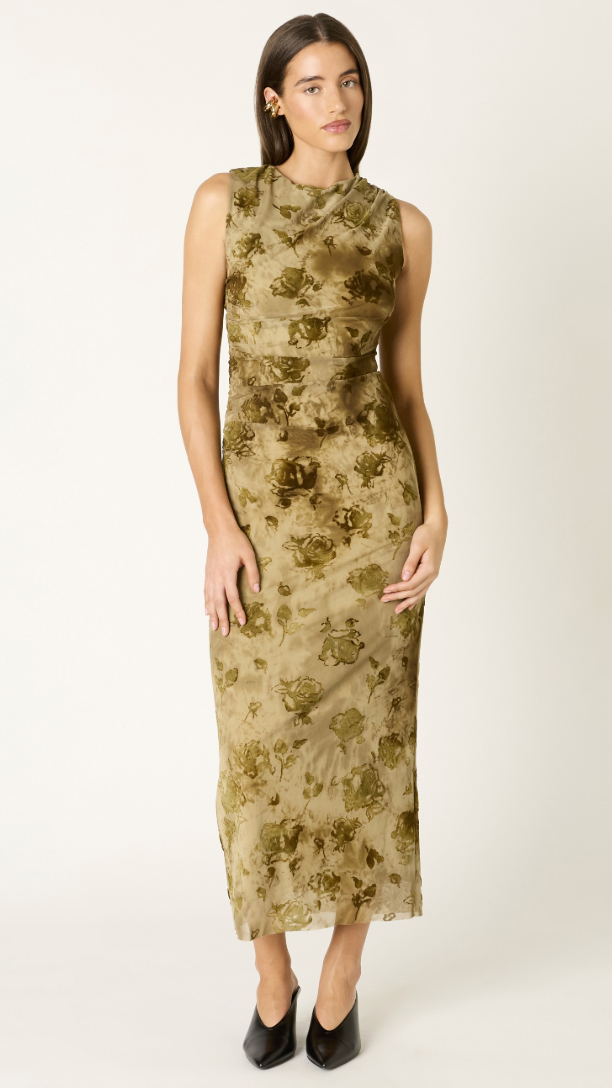 Green Patterned Maxi Dress by NIA