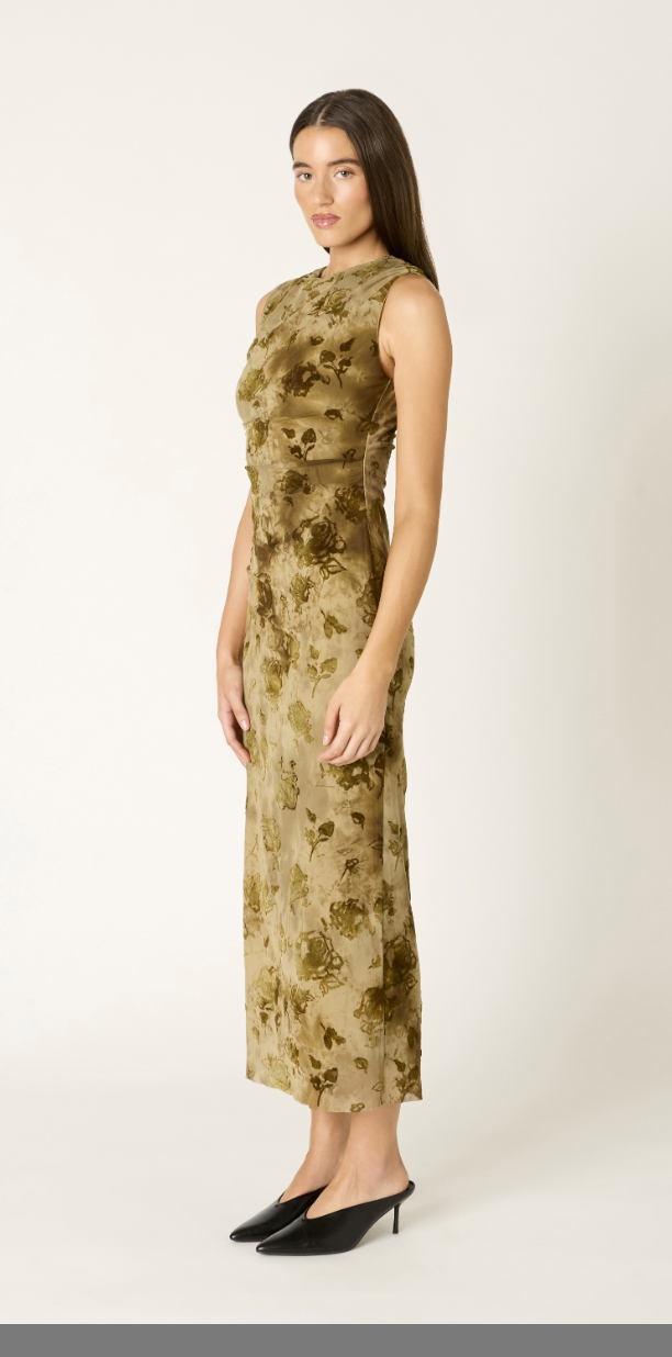 Green Patterned Maxi Dress by NIA