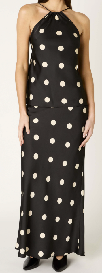 Nathalia Polka dot Satin Maxi Skirt by NIA