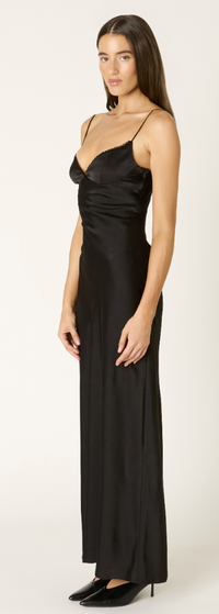 Black Satin Maxi Dress by NIA