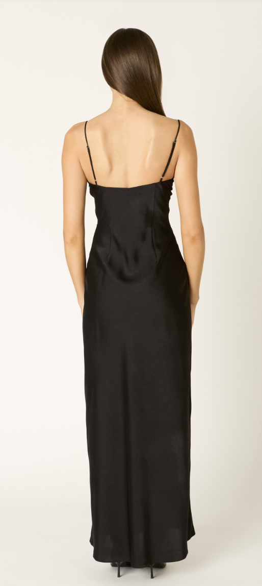 Black Satin Maxi Dress by NIA